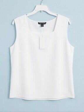 Designers Originals Cotton Stretch White Top, Sleeveless, 3X